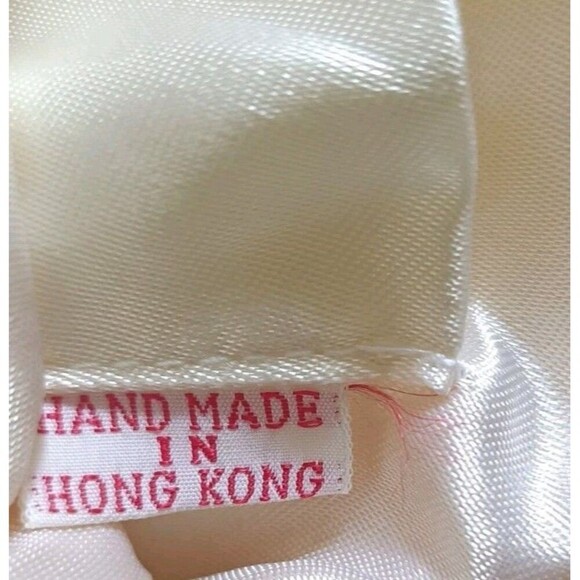 Vintage Beaded Purse Handbag Satin Beige Gold Chain Handmade Glam 1950s Style - Picture 4 of 13